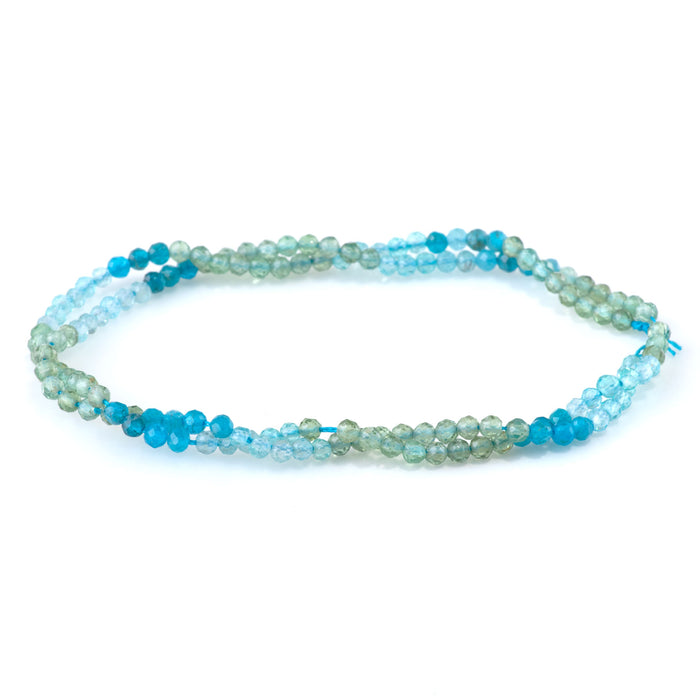 Blue & Green Apatite 3mm Banded Faceted Round - 15-16 Inch