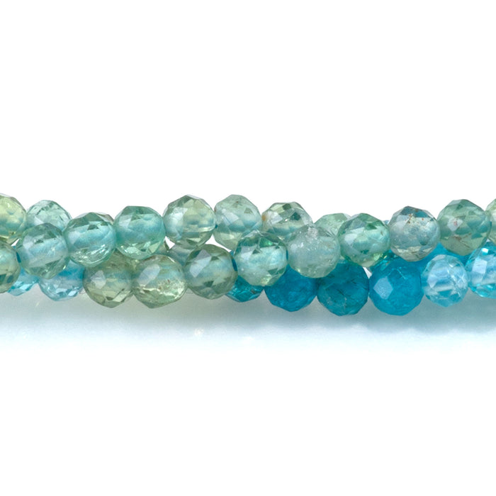 Blue & Green Apatite 3mm Banded Faceted Round - 15-16 Inch