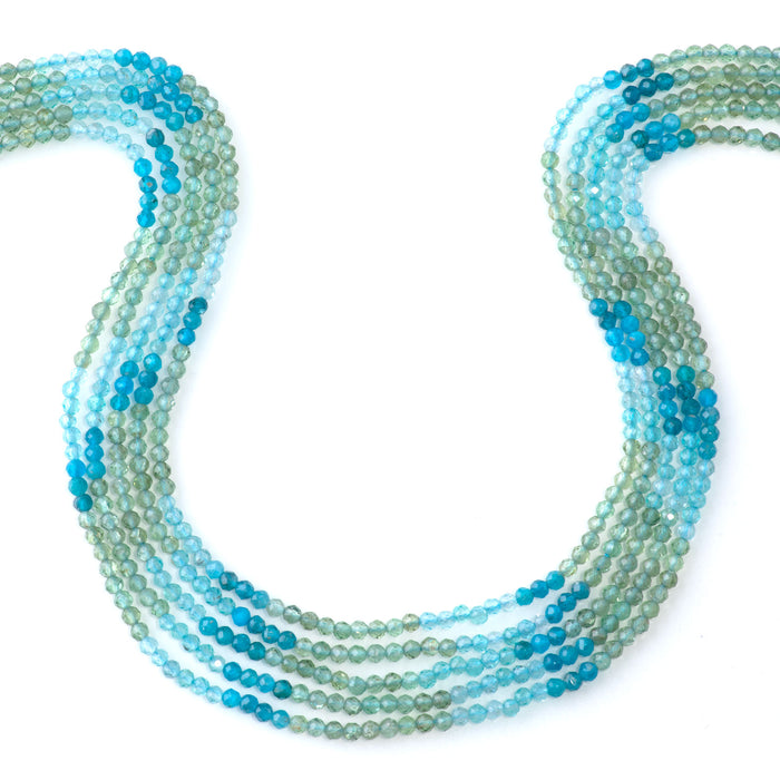 Blue & Green Apatite 3mm Banded Faceted Round - 15-16 Inch