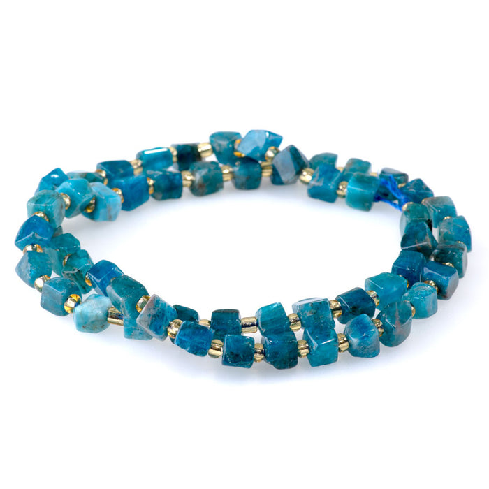 Blue Apatite 4-5mm Irregular Cube - 15-16 Inch