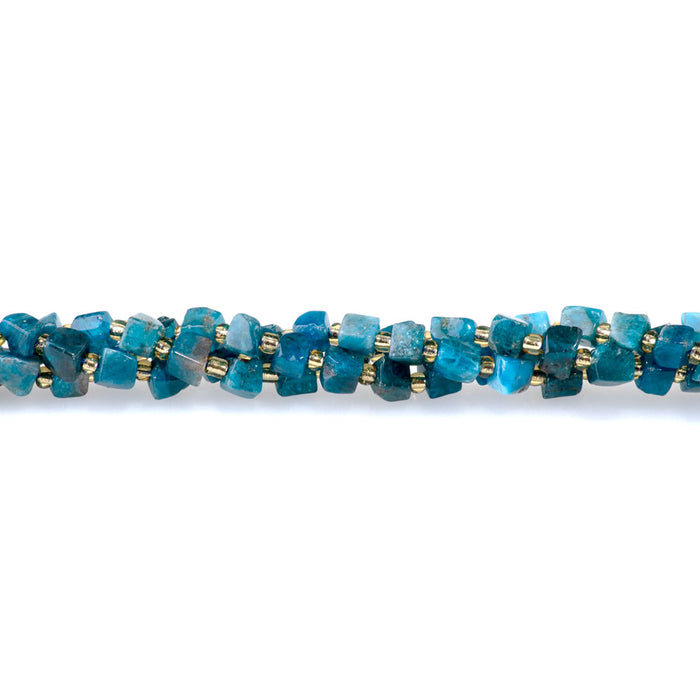 Blue Apatite 4-5mm Irregular Cube - 15-16 Inch