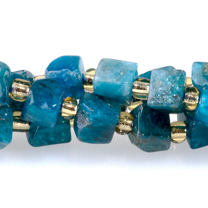 Blue Apatite 4-5mm Irregular Cube - 15-16 Inch