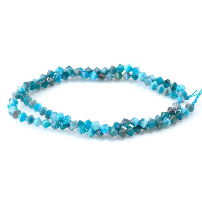 Blue Apatite 4mm Faceted Bicone - 15-16 Inch