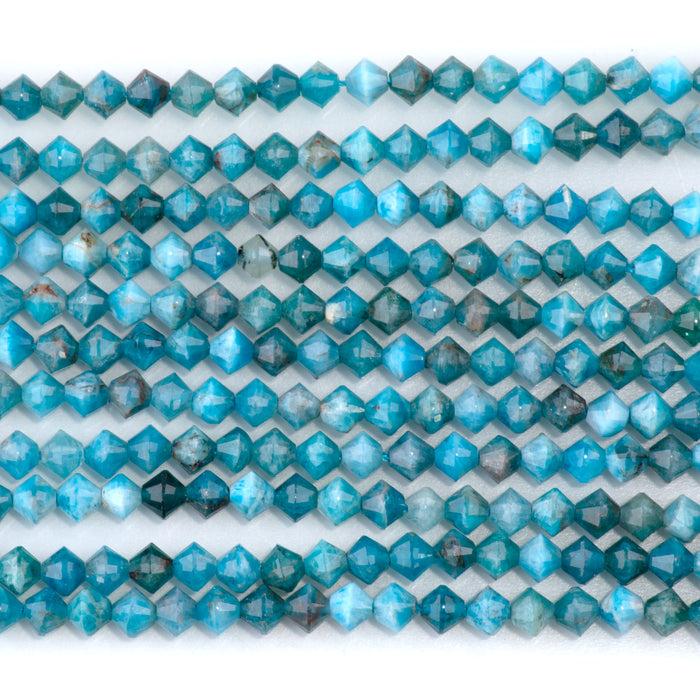 Blue Apatite 4mm Faceted Bicone - 15-16 Inch
