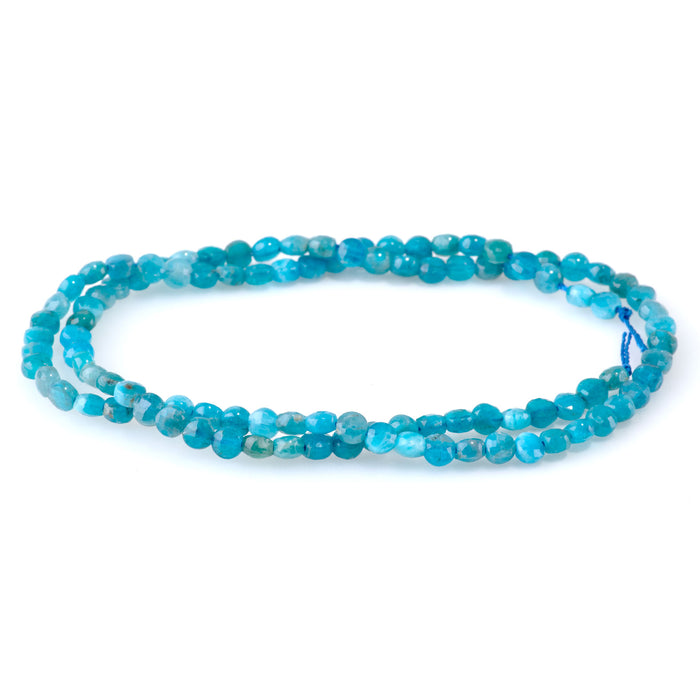 Blue Apatite 4mm Faceted Coin 15-16 Inch
