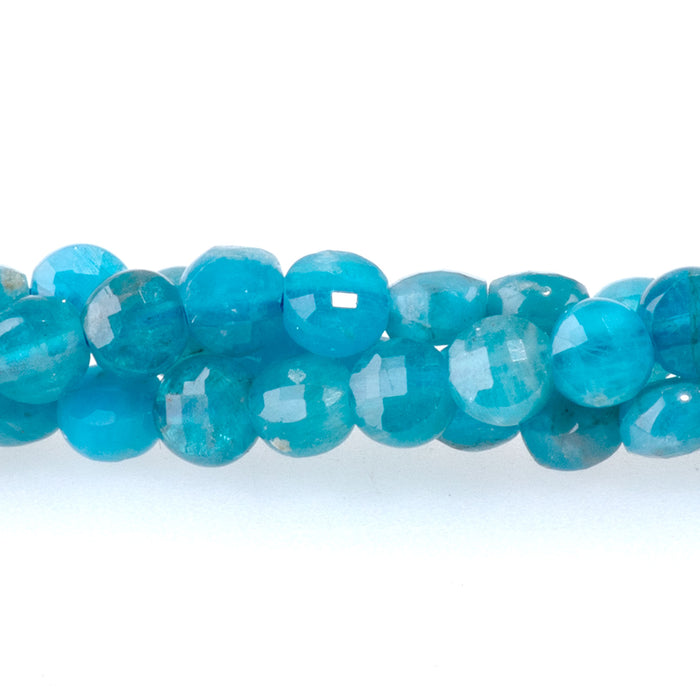 Blue Apatite 4mm Faceted Coin 15-16 Inch
