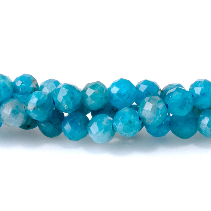 Blue Apatite Multi 4mm Round Faceted - 15-16 Inch