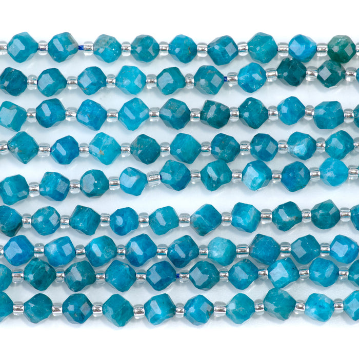 Blue Apatite 4x6mm Corner Drilled Table Cut Cube - 15-16 Inch