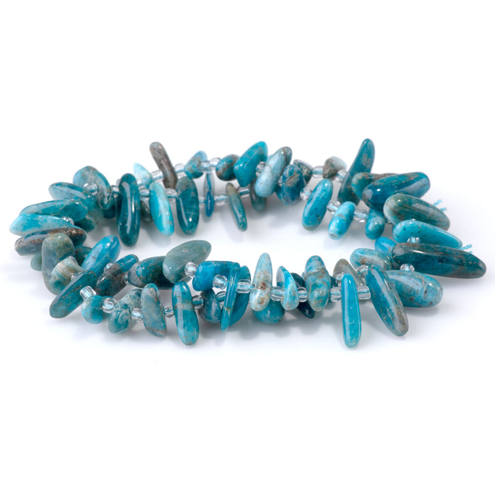 Blue Apatite 5x10-20mm Top Drill Teeth - 15-16-Inch