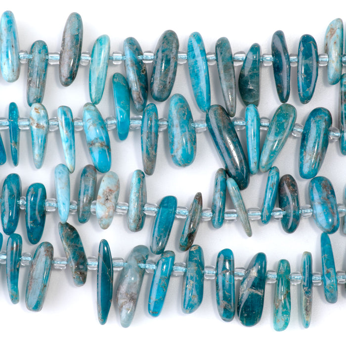 Blue Apatite 5x10-20mm Top Drill Teeth - 15-16-Inch