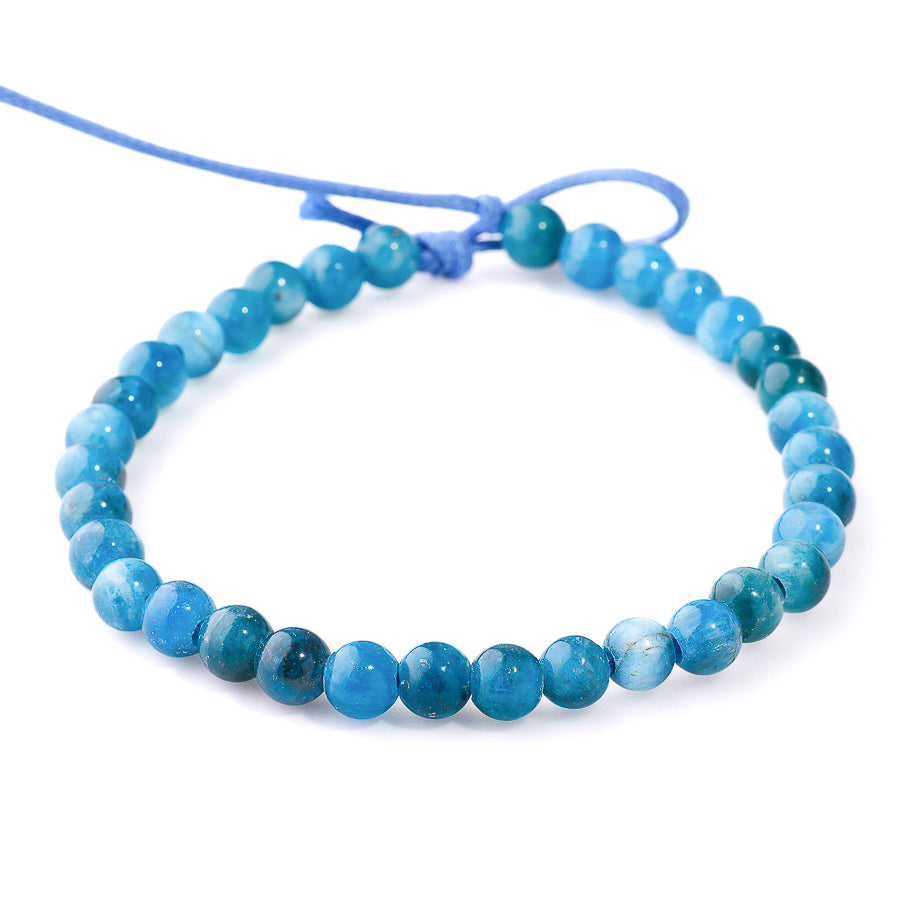 Blue Apatite 6mm Round A Grade - Large Hole Beads