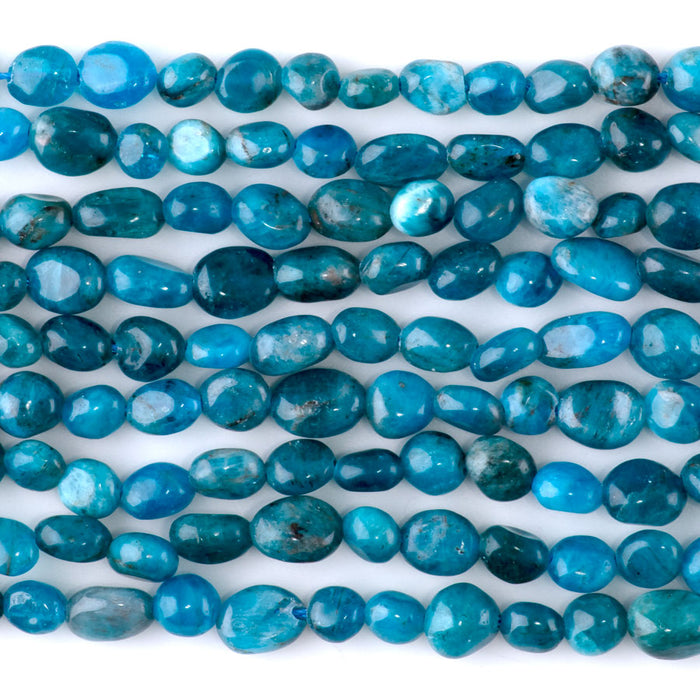 Blue Apatite 7x9-8x10mm Pebble A Grade - 15-16-Inch