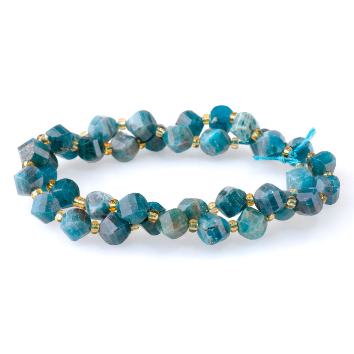 Blue Apatite 7x8mm Faceted Swirl Oval - 15-16 Inch