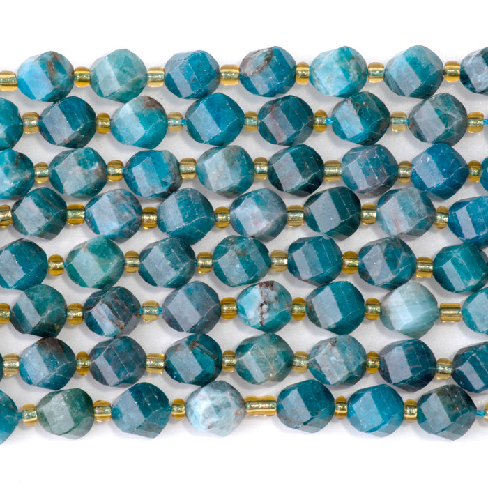 Blue Apatite 7x8mm Faceted Swirl Oval - 15-16 Inch