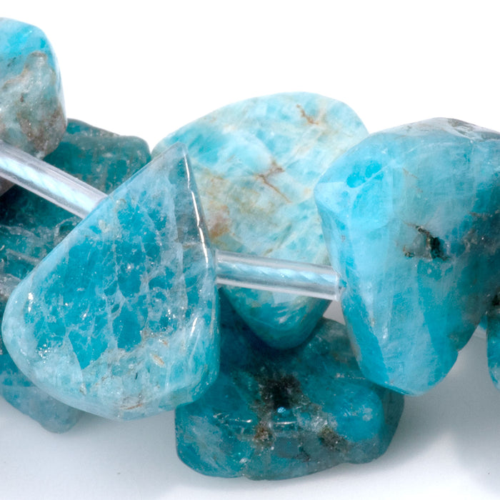Blue Apatite 9x13-12x16mm Top Drill Irregular Flat Drop - 15-16 Inch
