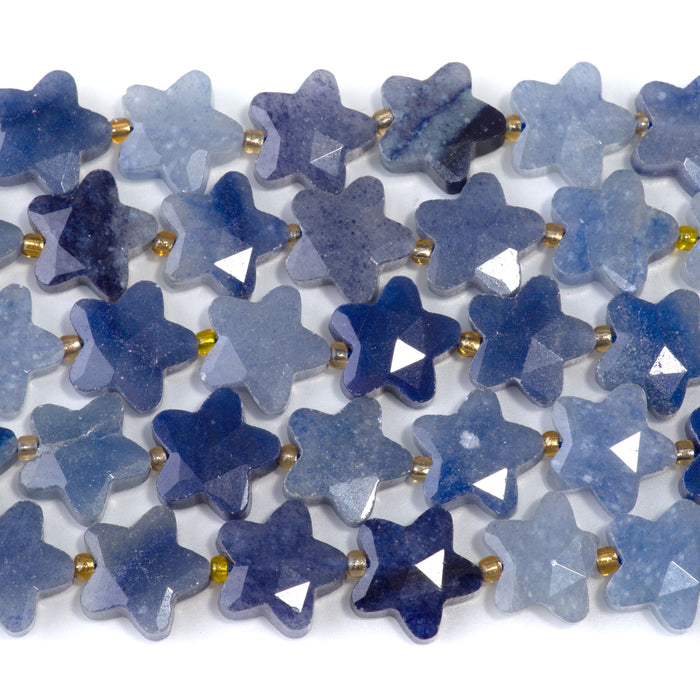 Blue Aventurine 14mm Faceted Star - 15-16 Inch