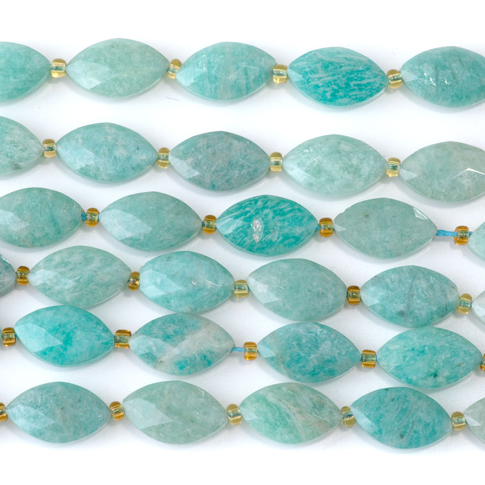 Brazilian Amazonite 10x16mm Faceted Marquise Bead - 15-16 Inch