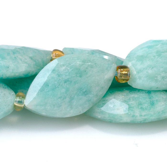 Brazilian Amazonite 10x16mm Faceted Marquise Bead - 15-16 Inch