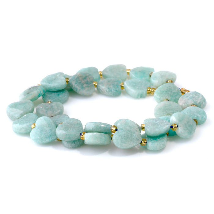 Brazilian Amazonite 12mm Faceted Heart - 15-16 Inch