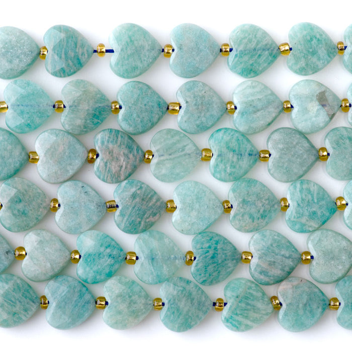 Brazilian Amazonite 12mm Faceted Heart - 15-16 Inch