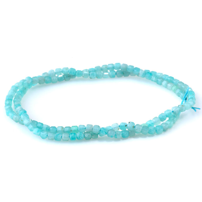 Brazilian Amazonite 3mm Table Cut Cube A Grade - 15-16 Inch