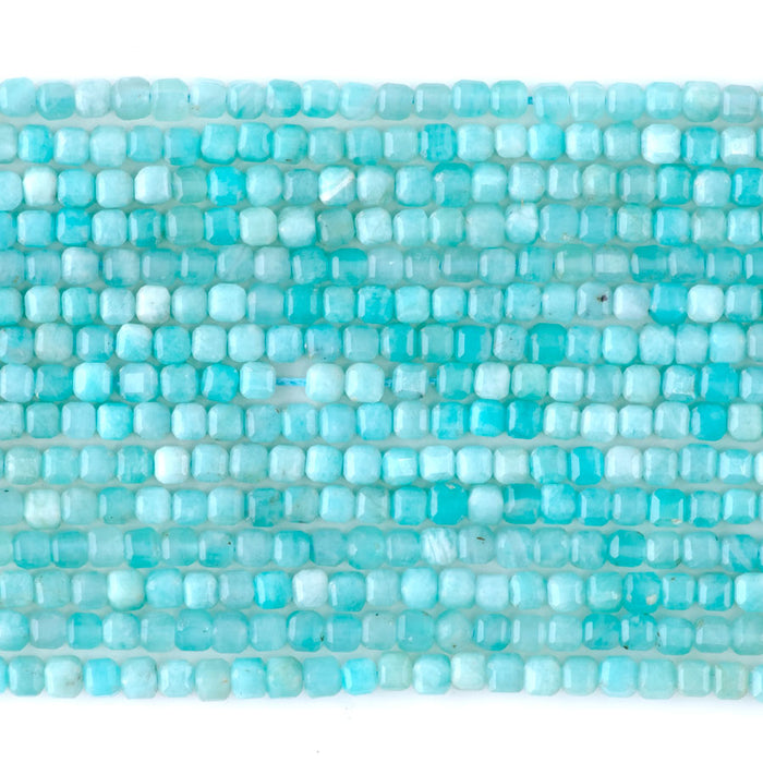 Brazilian Amazonite 3mm Table Cut Cube A Grade - 15-16 Inch