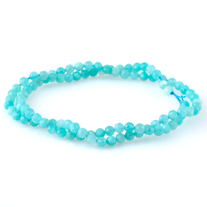 Brazilian Amazonite Clear 4mm Microfaceted Round - 15-16 Inch