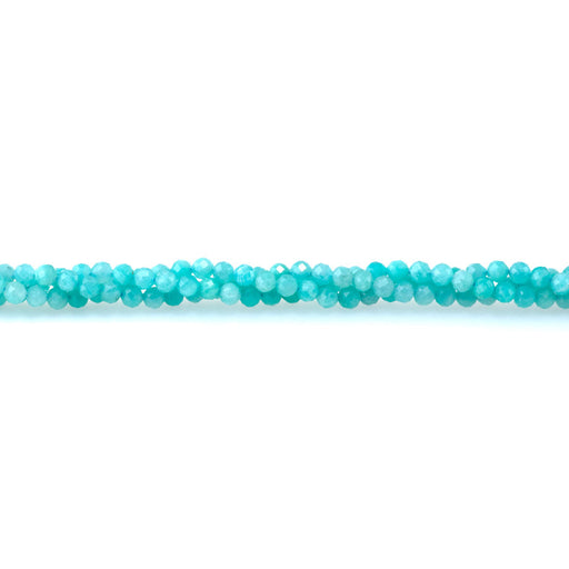 This is a Dakota Stones 4mm Brazilian Amazonite Clear Gemstone strand with faceted round beads in 15-16 inch strand.