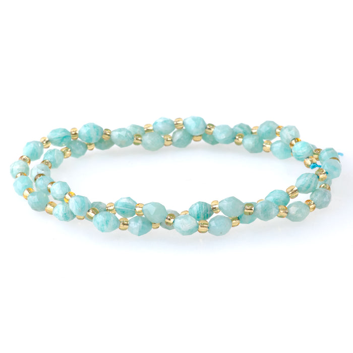 Brazilian Amazonite 4x6mm Triangle Cut Faceted Rice Bead A Grade - 15-16 Inch