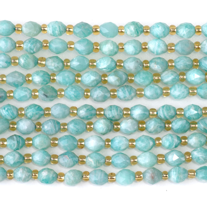 Brazilian Amazonite 4x6mm Triangle Cut Faceted Rice Bead A Grade - 15-16 Inch