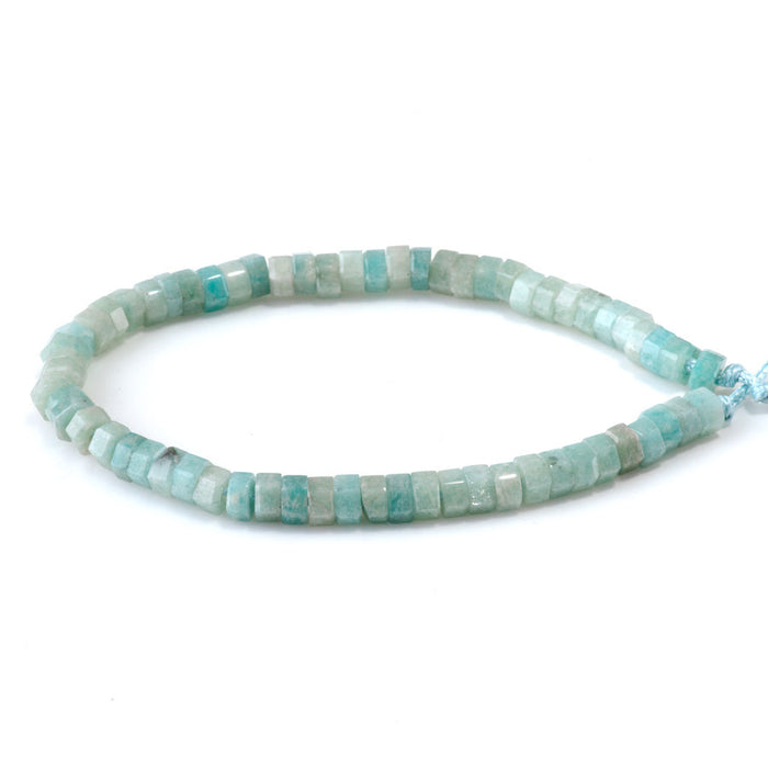 This is a Dakota Stones 6mm Brazilian Amazonite Large Hole Gemstone strand with faceted hexagon beads in 8 inch strand.