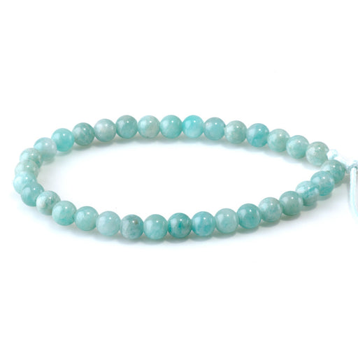 This is a Dakota Stones 6mm Brazilian Amazonite Large Hole Gemstone strand with round beads in 8 inch strand.