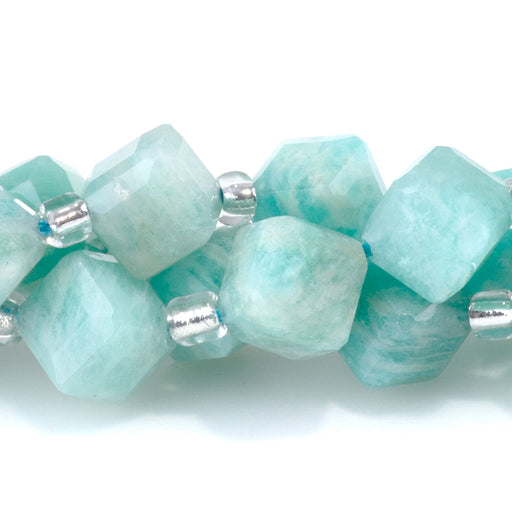 This is a Dakota Stones 6x8mm Brazilian Amazonite Corner Gemstone strand with table-cut cube beads in 15-16 inch strand.