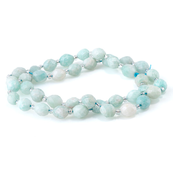 Brazilian Amazonite 7x8mm Faceted Rice Bead - 15-16 Inch