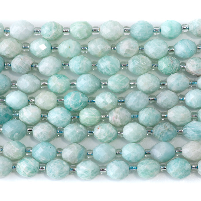 Brazilian Amazonite 7x8mm Faceted Rice Bead - 15-16 Inch
