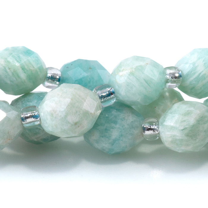 Brazilian Amazonite 7x8mm Faceted Rice Bead - 15-16 Inch