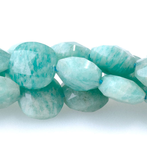 This is a Dakota Stones 8mm Brazilian Amazonite Puff Gemstone strand with faceted square beads in 15-16 inch strand.