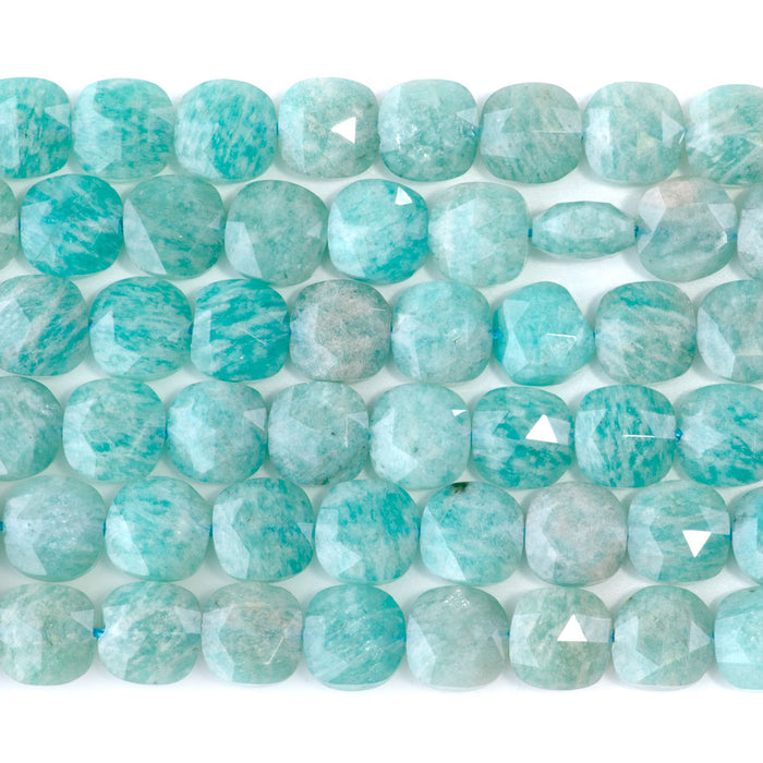 Brazilian Amazonite 8mm Faceted Puff Square - 15-16 Inch