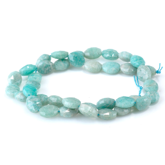 Brazilian Amazonite 8x10mm Triangle Cut Faceted Puff Oval - 15-16-Inch