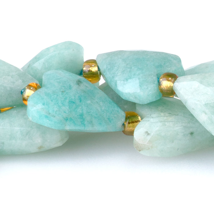 Brazilian Amazonite 9x13mm Long Faceted Heart Bead - 15-16 Inch