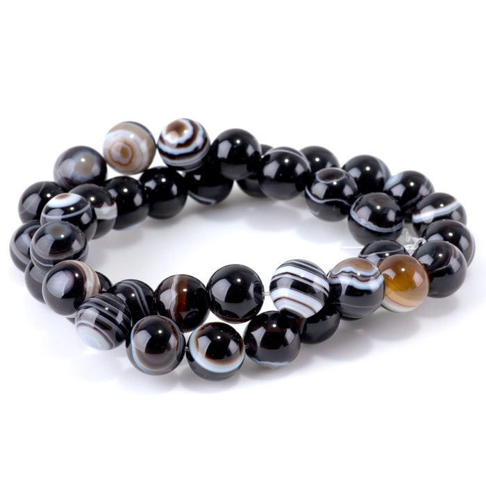 Black Eye Agate 10mm Round 15-16 Inch