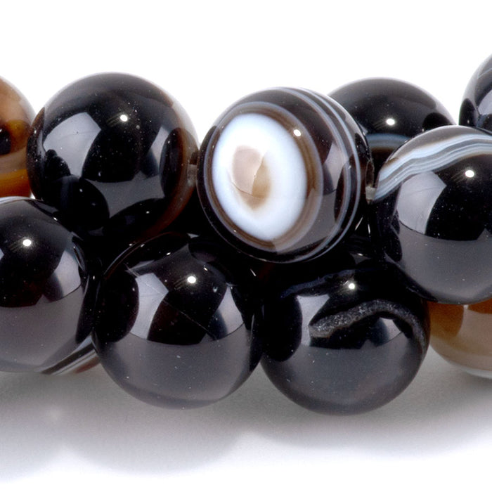 Black Eye Agate 10mm Round 15-16 Inch