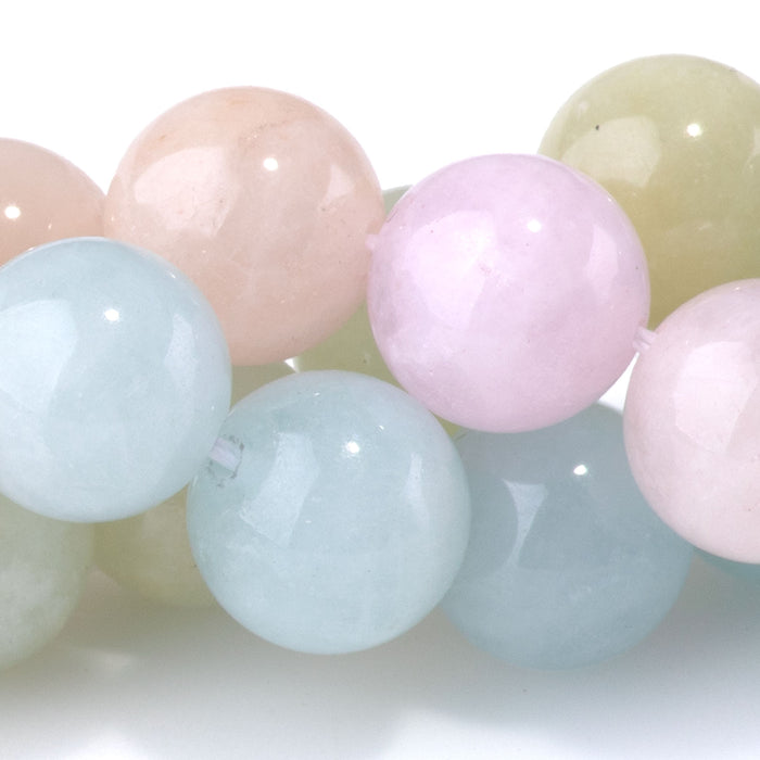 Banded Mixed Beryl (Morganite) 10mm Round A Grade - 15-16 Inch