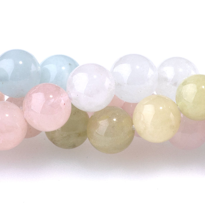 Banded Mixed Beryl (Morganite) 6mm Round A Grade - 15-16 Inch