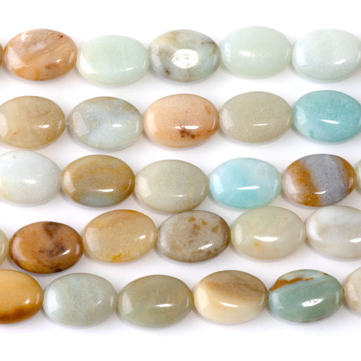 This is a Dakota Stones Black Gold Amazonite Gemstone strand with oval beads in 8 inch strand.