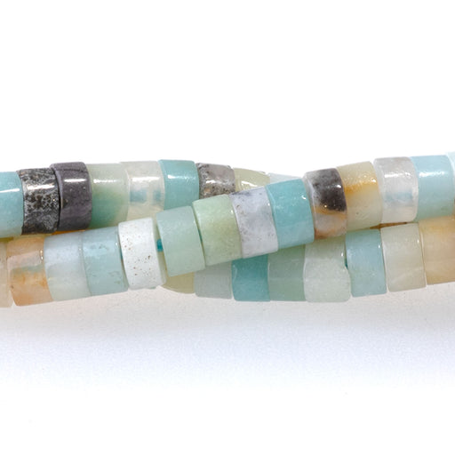 This is a Dakota Stones 2x4mm Brazilian Amazonite Gemstone strand with heishi beads in 15-16 inch strand.