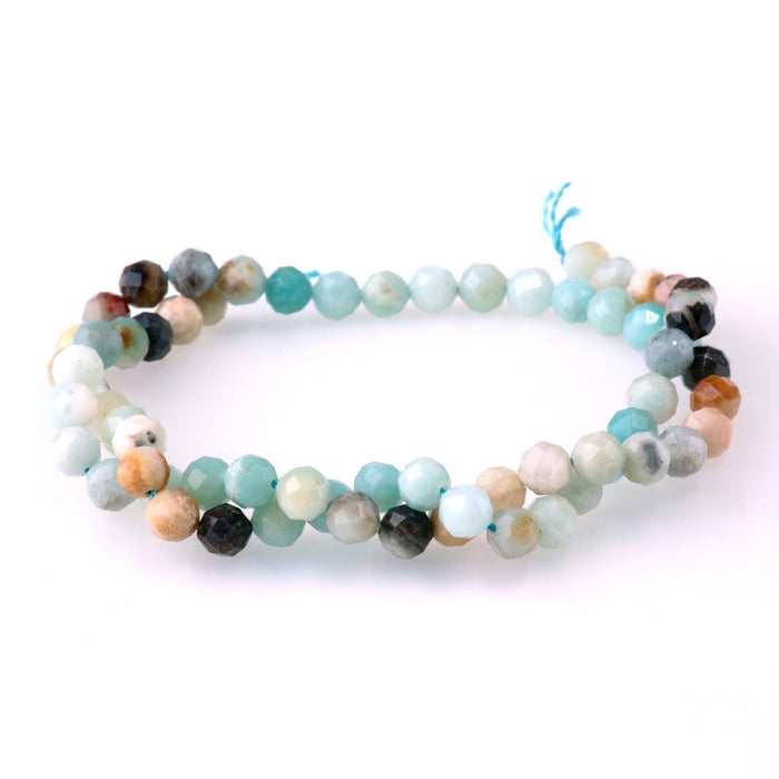 Black Gold Amazonite 6mm Faceted Round Banded - 15-16 Inch