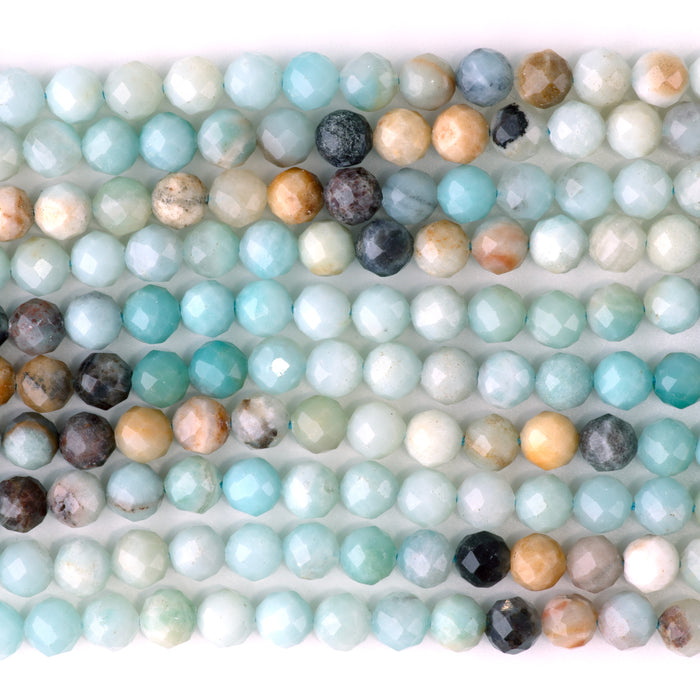 Black Gold Amazonite 6mm Faceted Round Banded - 15-16 Inch