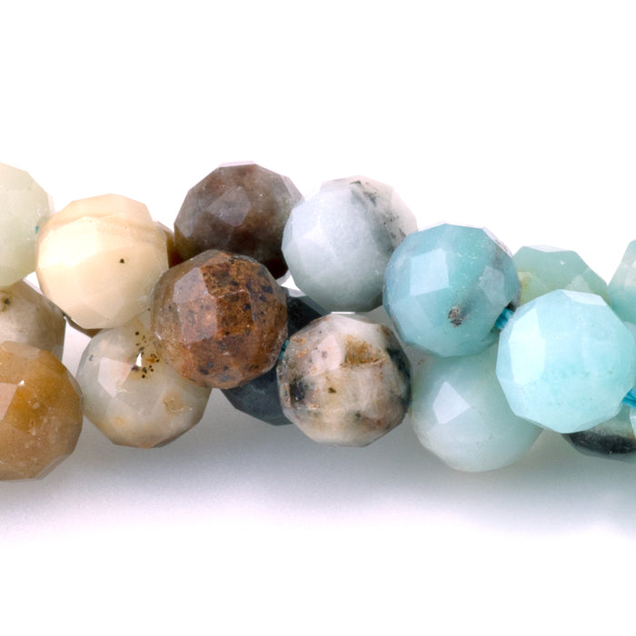 Black Gold Amazonite 6mm Faceted Round Banded - 15-16 Inch