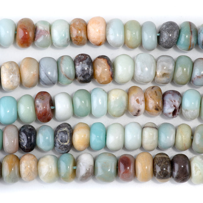 Black Gold Amazonite 8x10-9x13mm Side Drilled Pebble - 15-16 Inch